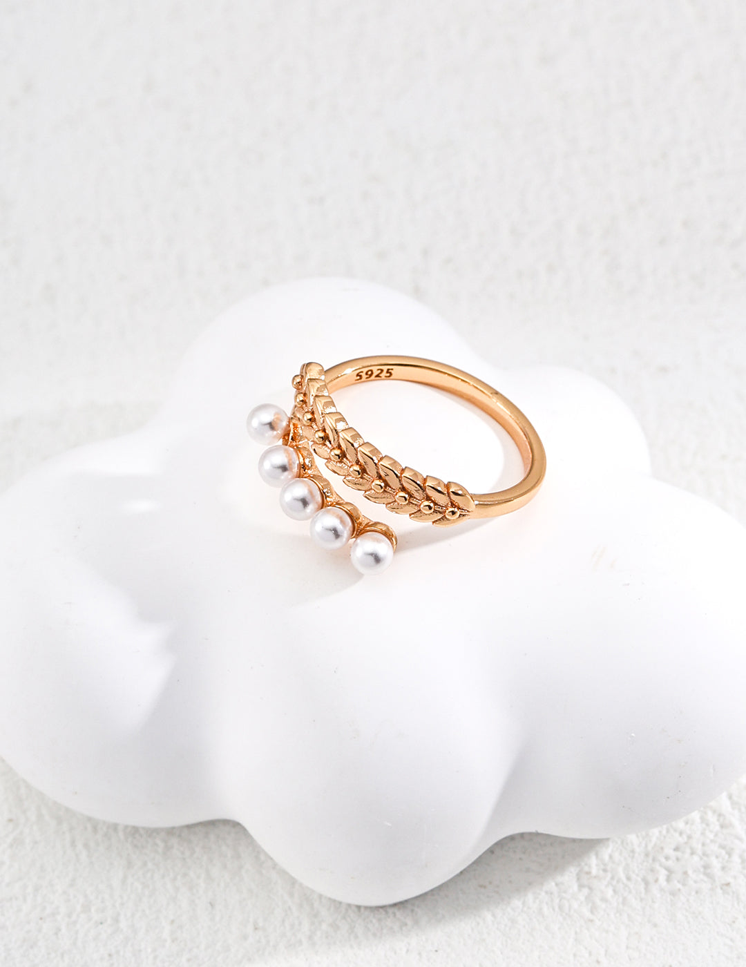 S925 silver design imitation pearl ring